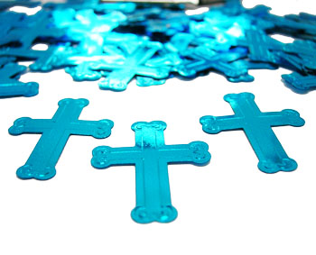 Cross Confetti, Metallic Light Blue